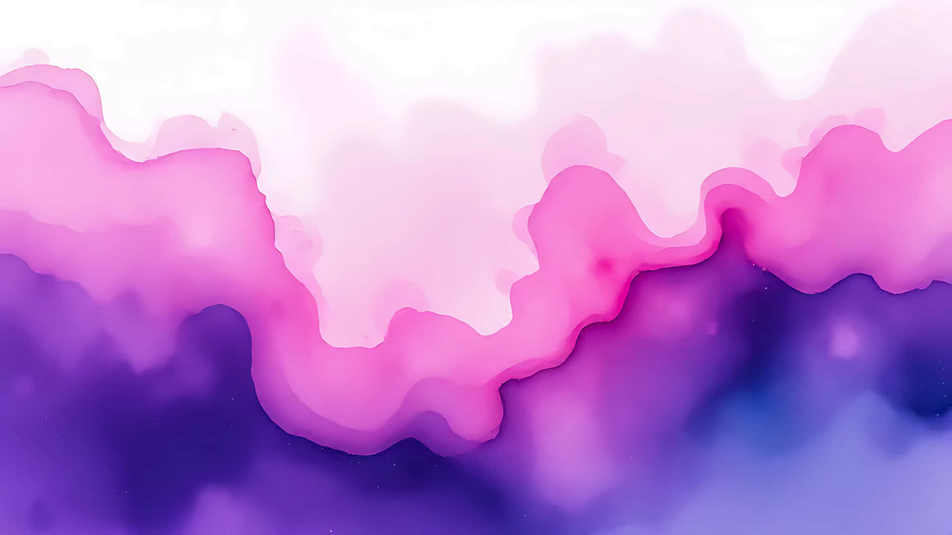 Abstract watercolor painting in shades of pink and purple 壁紙 — 粉紅、紫色和白色的柔和波浪漸變像液體墨水一樣在畫布上融合。