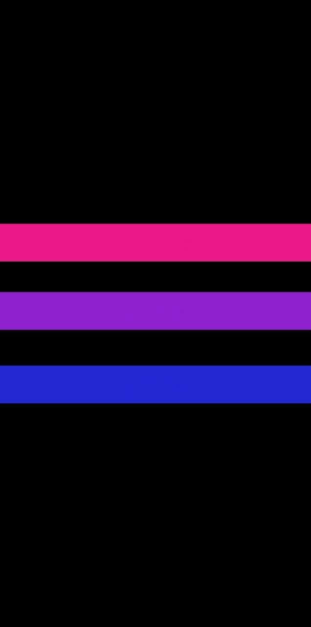 Pride Flag 桌布 壁紙 — 粉紅、紫色和藍色的粗大水平條紋在純黑背景上形成引人注目的極簡圖案。