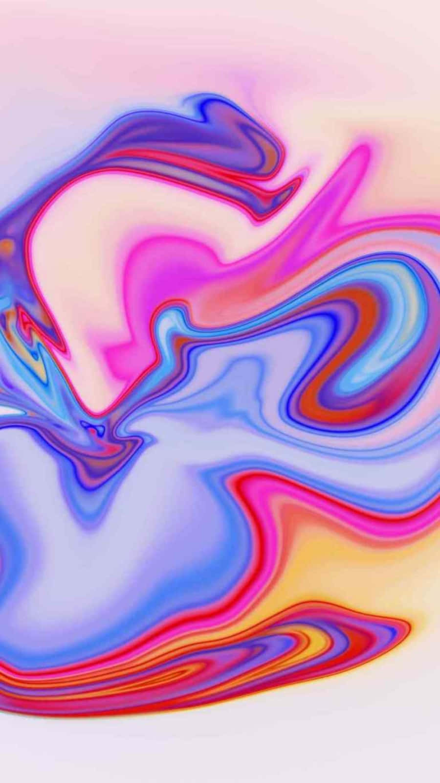 Colorful Aesthetic 桌布 壁紙 — 粉紅、藍色和橙色的鮮豔漩渦液體色彩在流動的抽象圖案中融合。