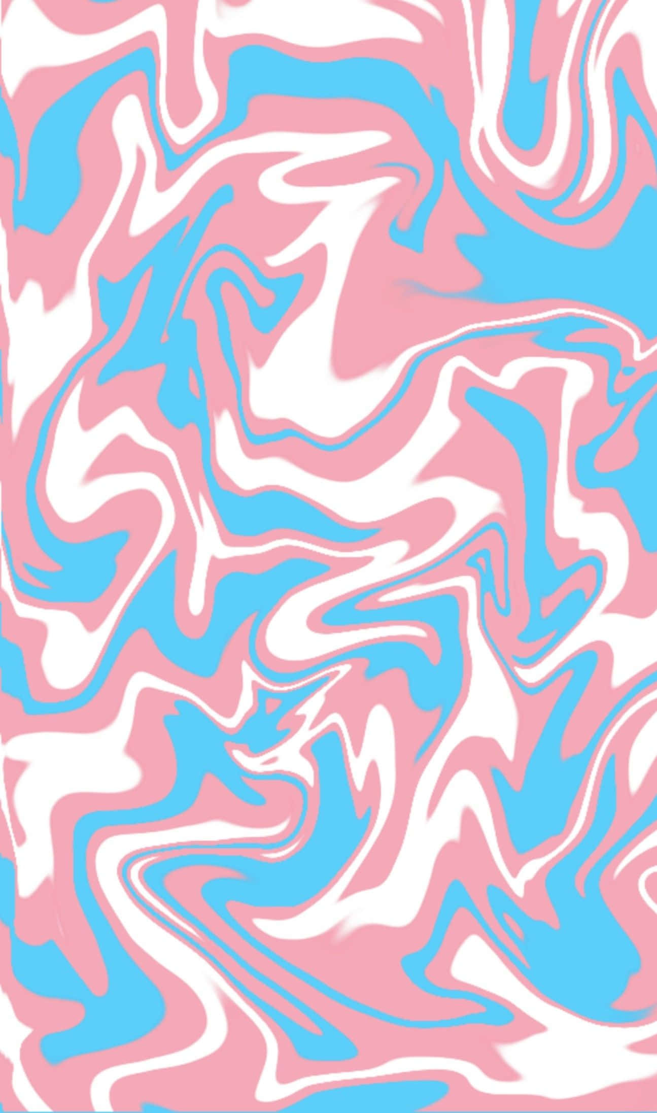 Trans Flag 桌布 壁紙 — 粉紅、藍色和白色的鮮豔漩渦圖案，呈現流暢的抽象動感。