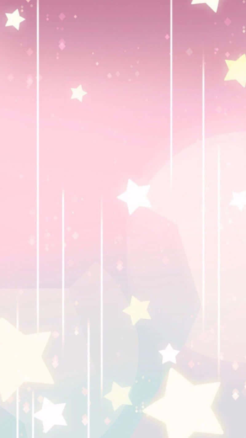 Stars 桌布 壁紙 — 粉紅和藍色漸變的天空，閃爍的星星和柔和的光線流瀉而下。