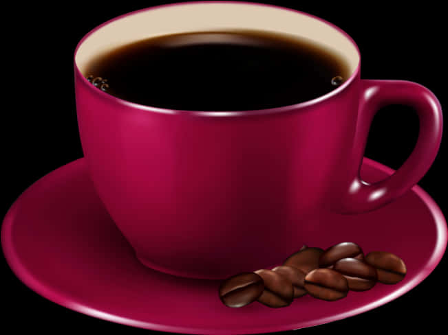 粉紅咖啡杯與咖啡豆 壁紙