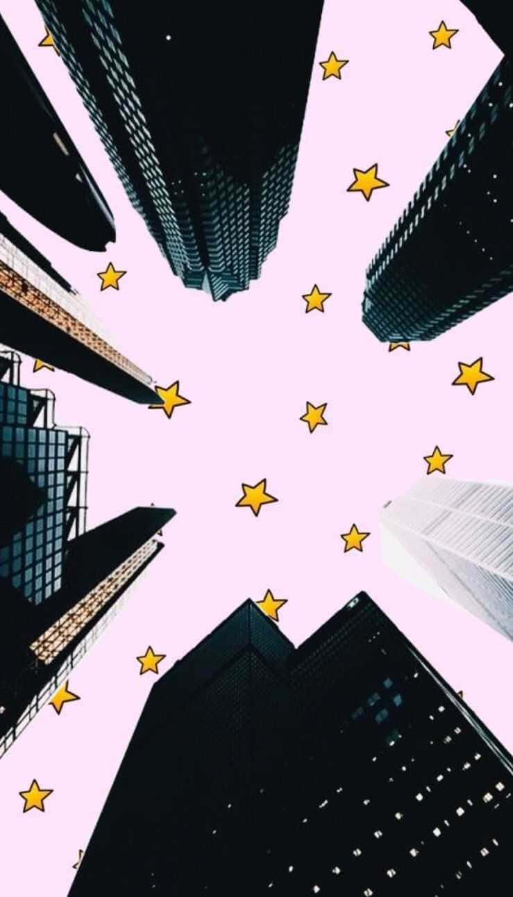粉紅天空中的星空 壁紙