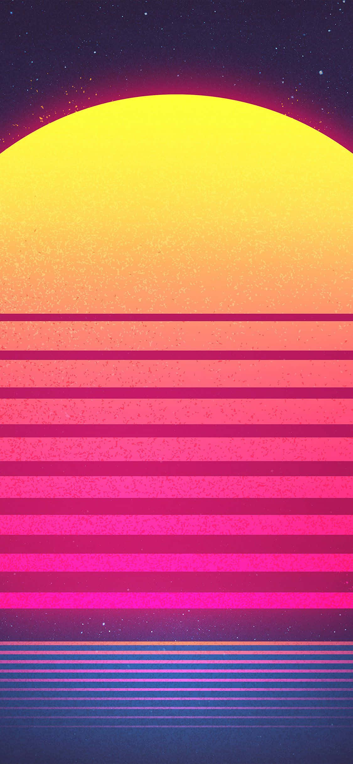 粉紅與黃色背景的復古夕陽 壁紙