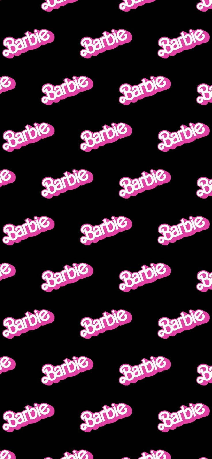 黑色背景上的粉紅色 Barbie 標誌圖案。