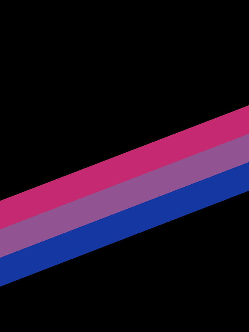 Pride Flag 桌布 壁紙 — 粉紅色、紫色和藍色的大膽對角線條紋，以簡潔的圖形設計劃過 stark 黑色背景。