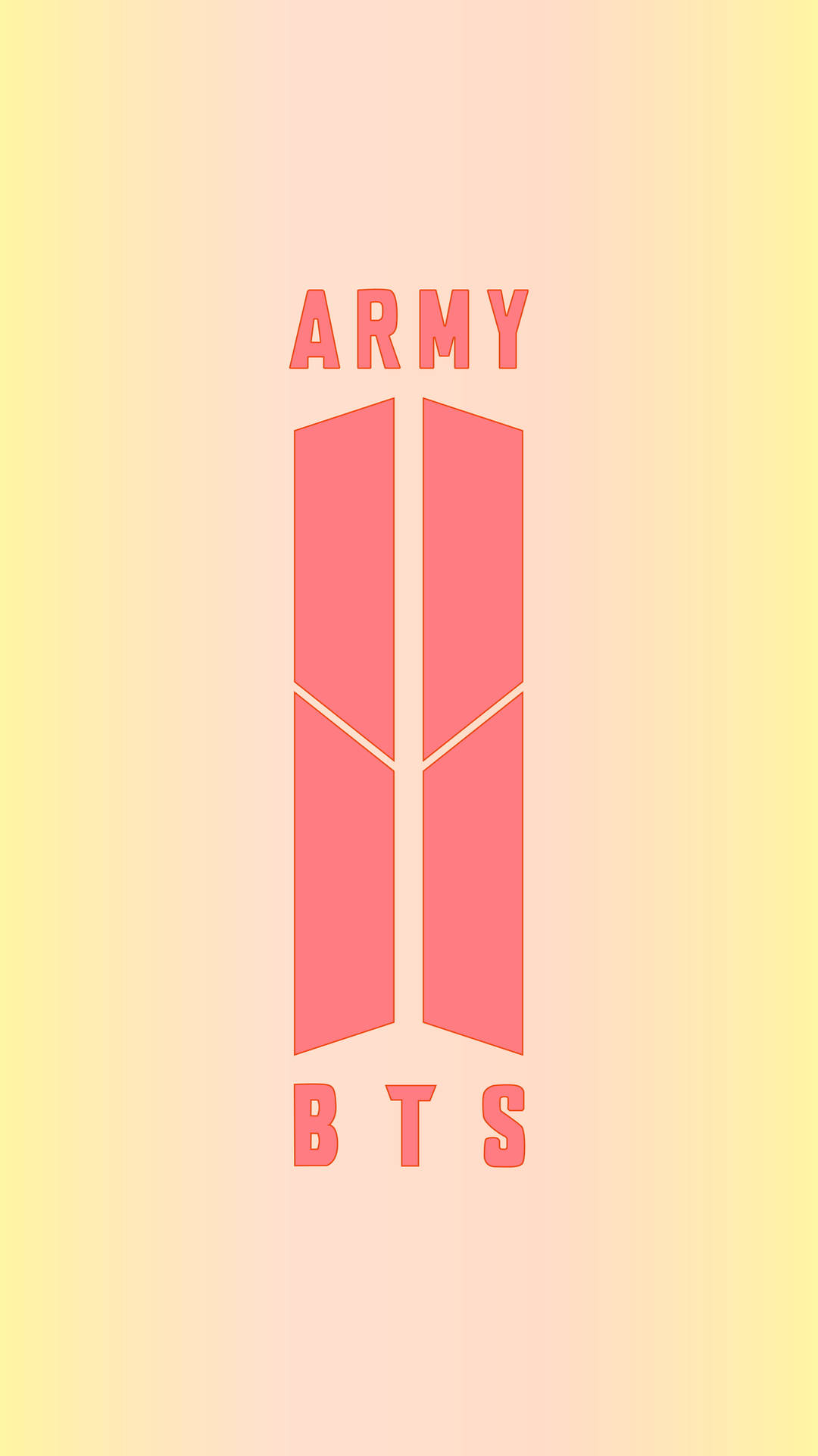 粉紅色BTS標誌，帶有ARMY文字，背景為漸變