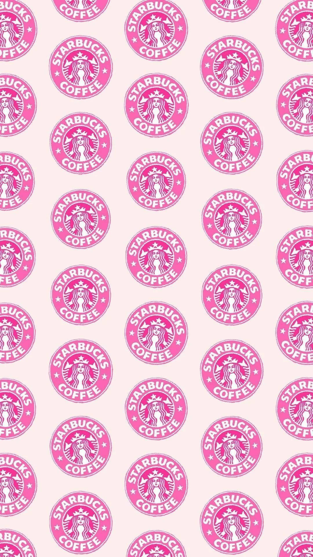 粉紅色Starbucks標誌圖案在腮紅色背景上