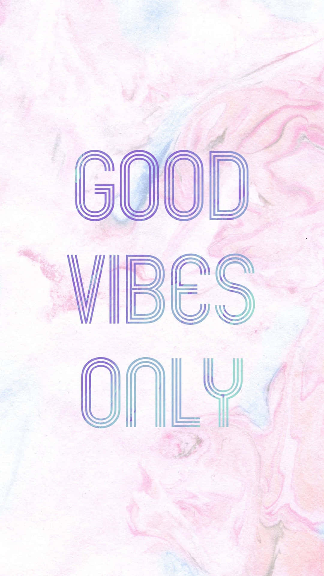 good vibes only 文字在粉彩大理石紋背景上 — 字型 GIF 壁紙