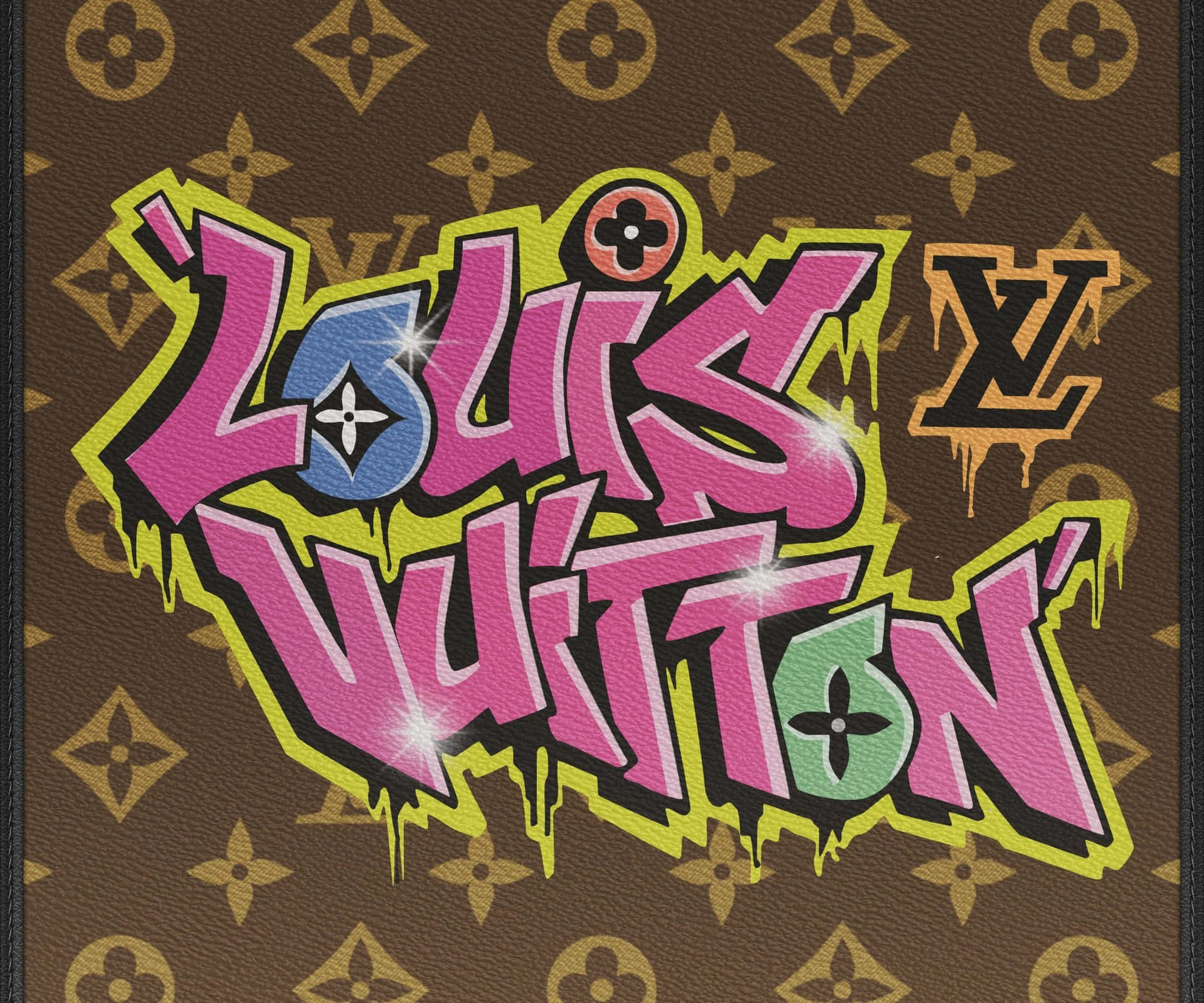 Louis Vuitton monogram 背景上的塗鴉標誌 — 塗鴉 GIF 壁紙
