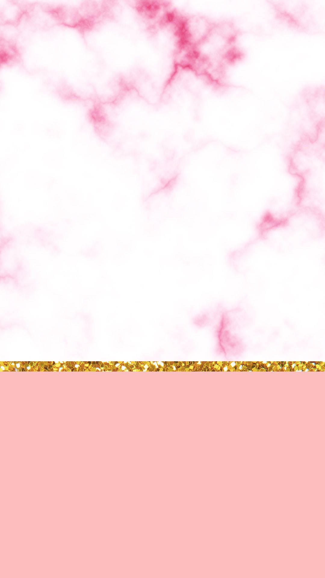 Rose Gold Aesthetic 桌布 壁紙 — 粉紅色大理石紋理，在柔和粉紅色背景上方帶有金色亮粉邊框。