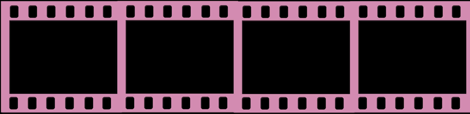 電影動圖 桌布 壁紙 — 粉紅色底片條，帶有四個黑色框架和穿孔邊緣，背景為白色。