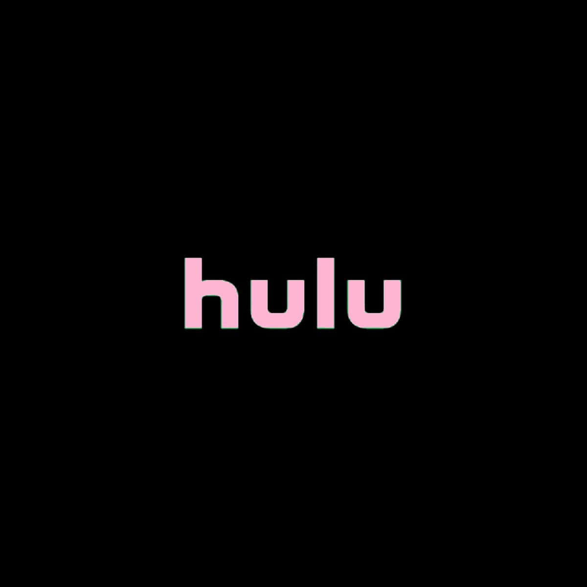 Hulu 桌布 壁紙 — 粉紅色文字的 Hulu 標誌，帶有微妙的綠色色差效果，居中於純黑色背景上。