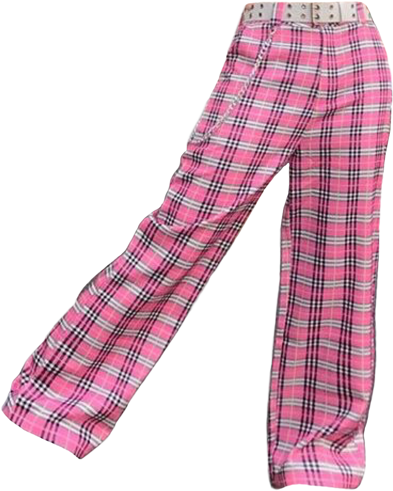 clothing 桌布 壁紙 — 粉紅色格子褲，帶有黑白條紋和銀色扣帶，背景為黑色。