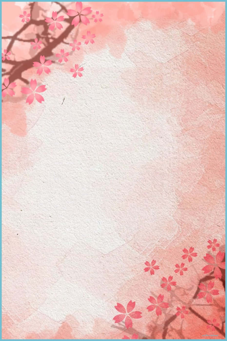 Pink Watercolor 桌布 壁紙 — 粉紅色的櫻花精緻地框住一個有紋理的紙質背景，呈現柔和的粉彩色調。