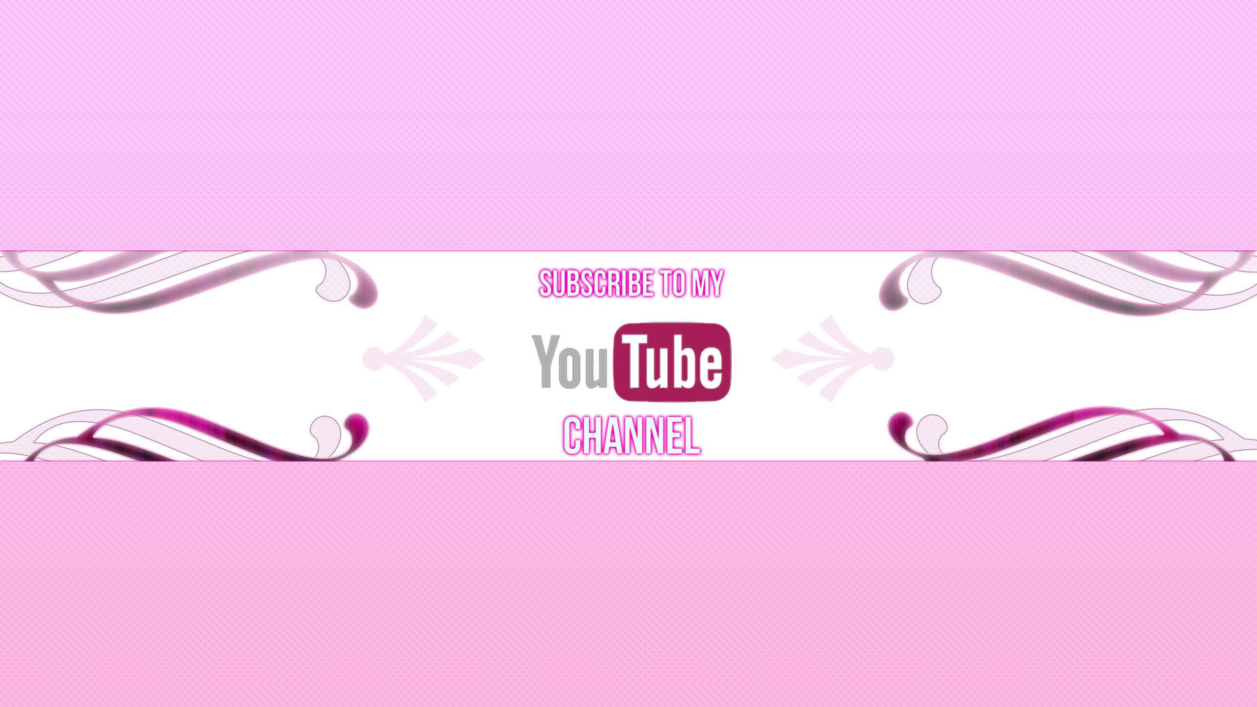 YouTube 桌布 壁紙 — 粉紅色紋理壁紙，帶有白色橫幅，上面有YouTube標誌和訂閱文字，並由紫色漩渦框住。