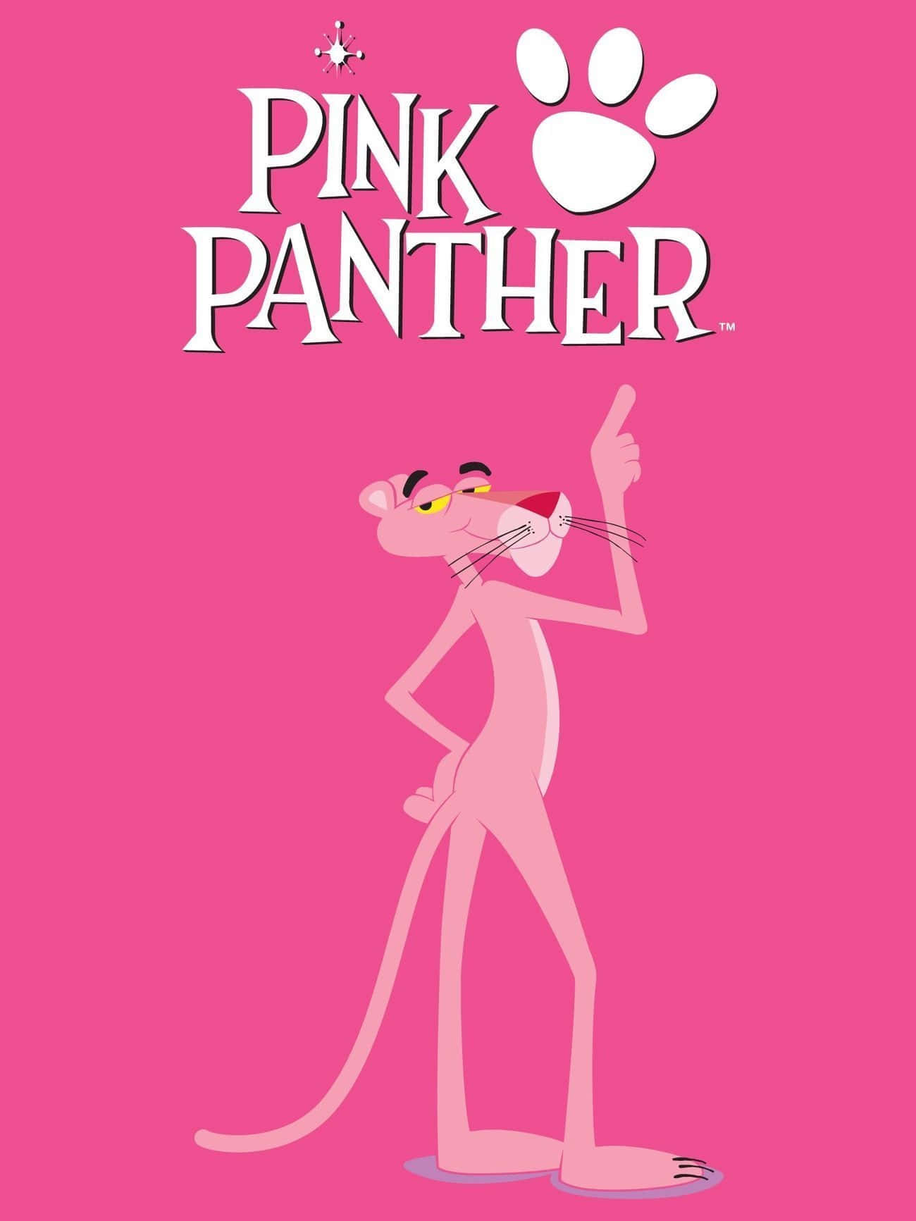 Pink Panther 桌布 壁紙 — 粉紅豹卡通角色自信地站在純粉紅色背景上，上方有白色標誌。