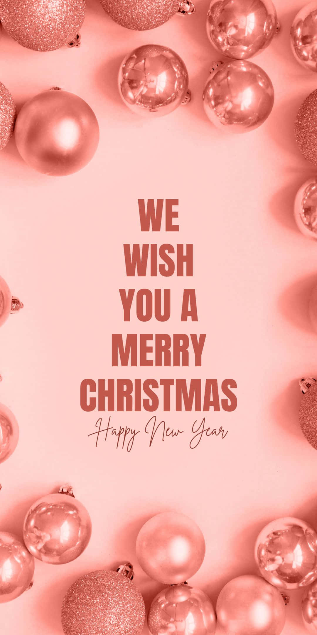 pink christmas 桌布 壁紙 — 粉紅閃粉和閃亮裝飾在柔和粉紅背景上框出節日假期訊息。
