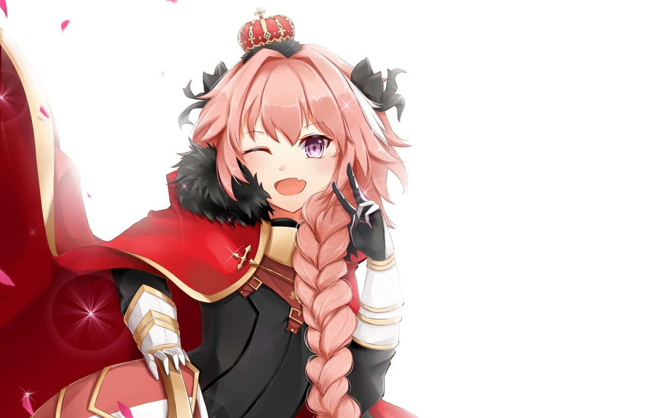 粉紅髮少女與紅色披風 壁紙