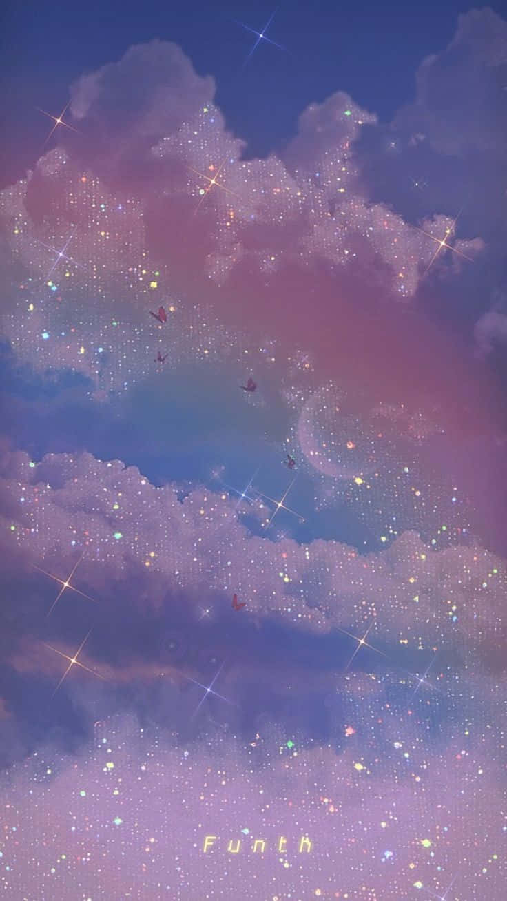 粉紫色星空雲彩 壁紙