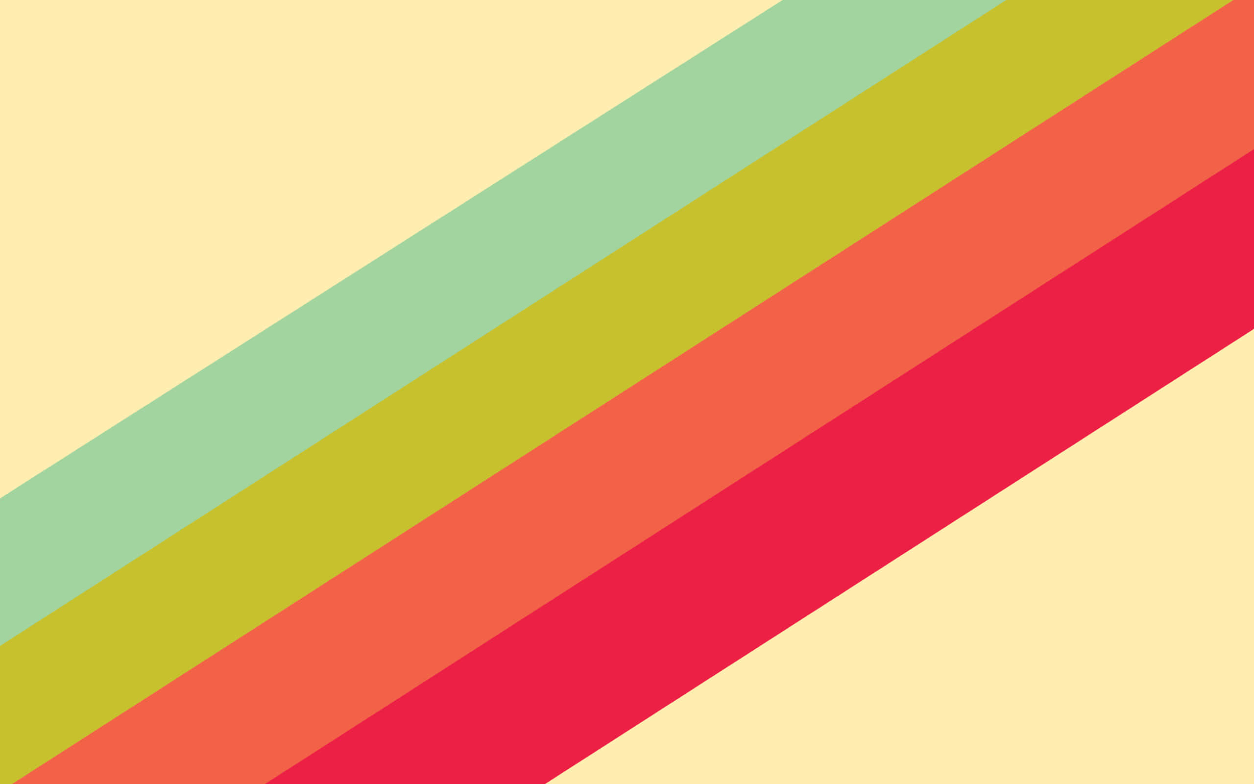 Minimalist Colorful 桌布 壁紙 — 粉綠、黃、橙、紅色的斜條紋掠過柔和的奶油色背景。
