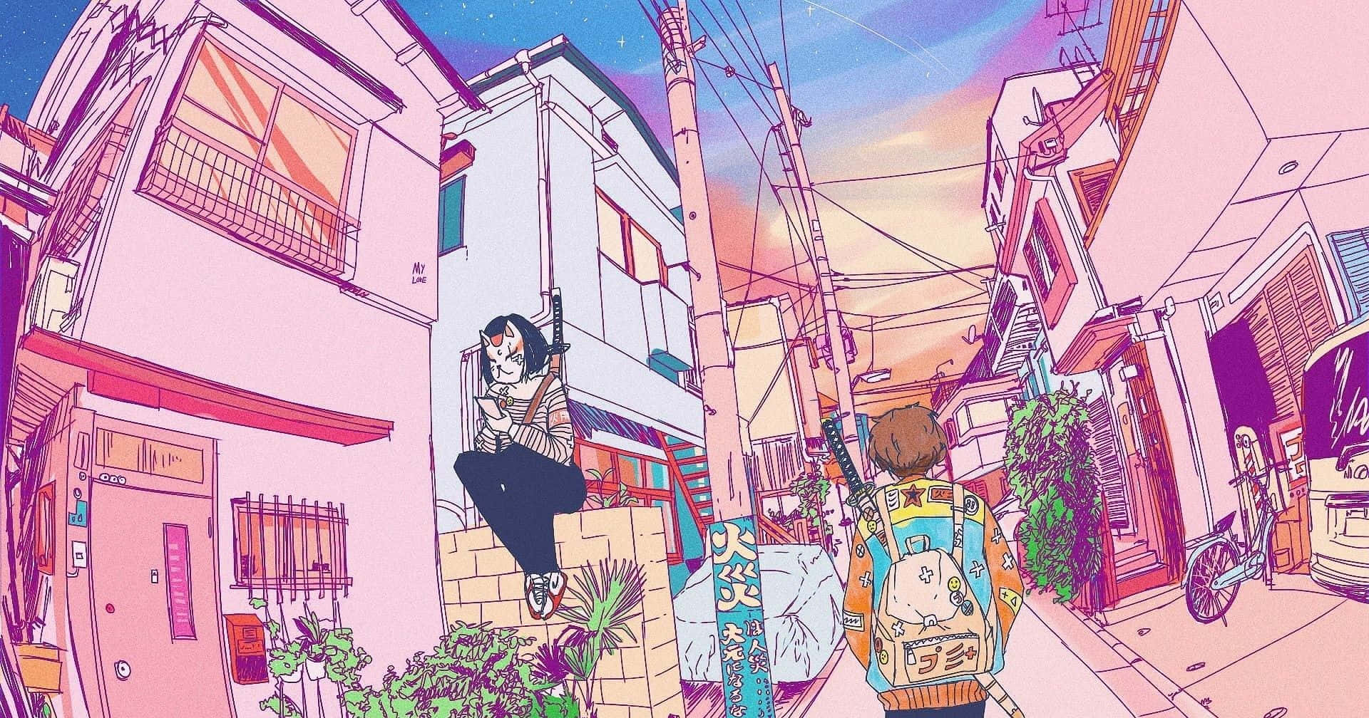 粉色動漫美學圖片 壁紙