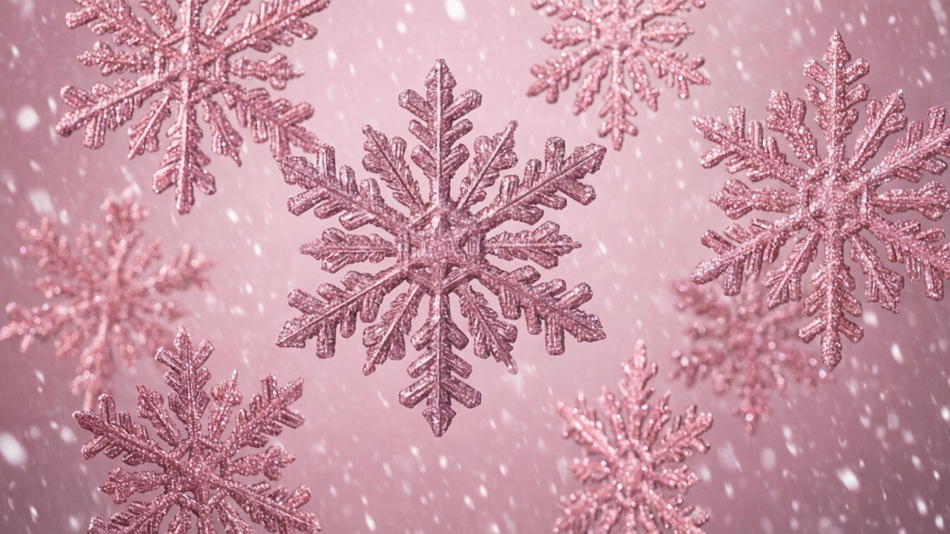 粉色閃耀雪花 壁紙