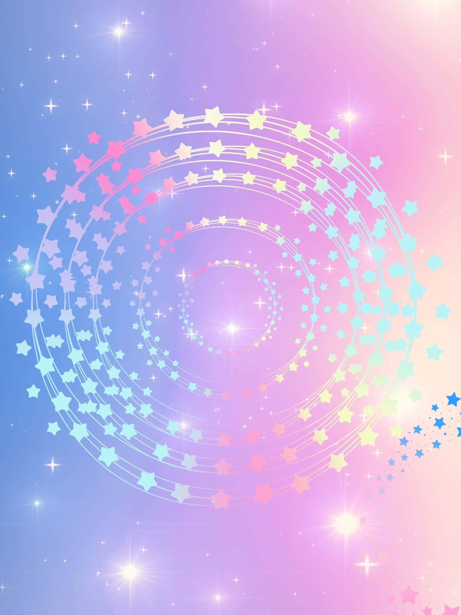 粉藍星空背景，點綴星星 壁紙