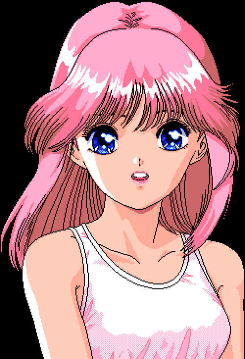 粉髮動漫少女肖像