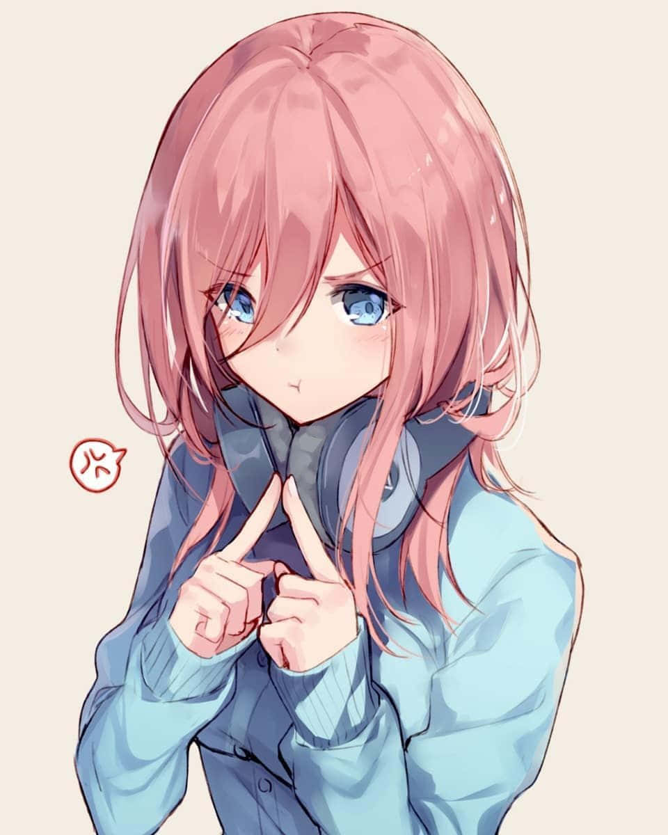 粉髮藍眼的女孩 壁紙
