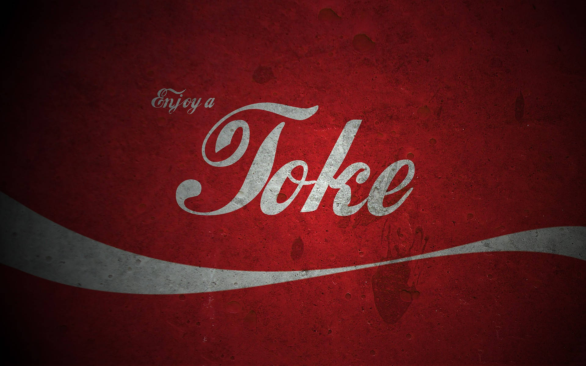 復古風格文字「Enjoy a Toke」印在紅色紋理背景上，帶有銀色曲線。