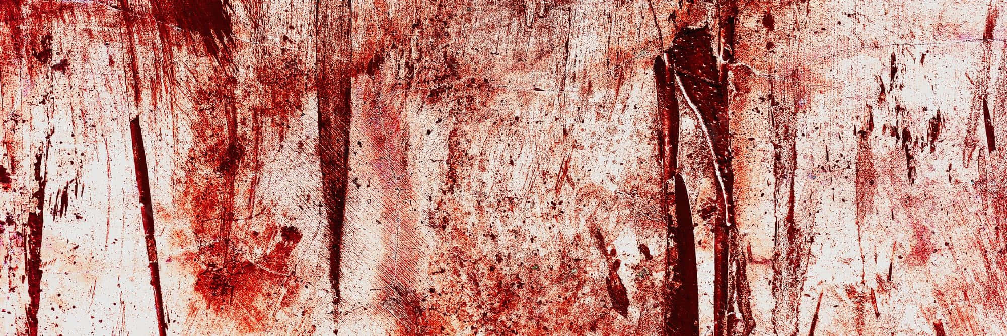 Blood Aesthetic 桌布 壁紙 — 粗糙紋理牆壁，帶有深紅色油漆的條紋和濺點，表面是風化的米白色。