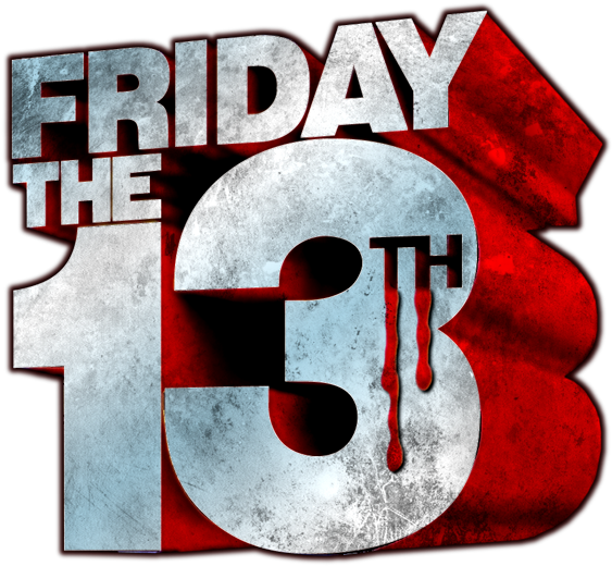 傑森·沃爾希斯 桌布 壁紙 — 粗糙金屬質感的「Friday the 13th」標誌在深紅色紋理背景上滴血。