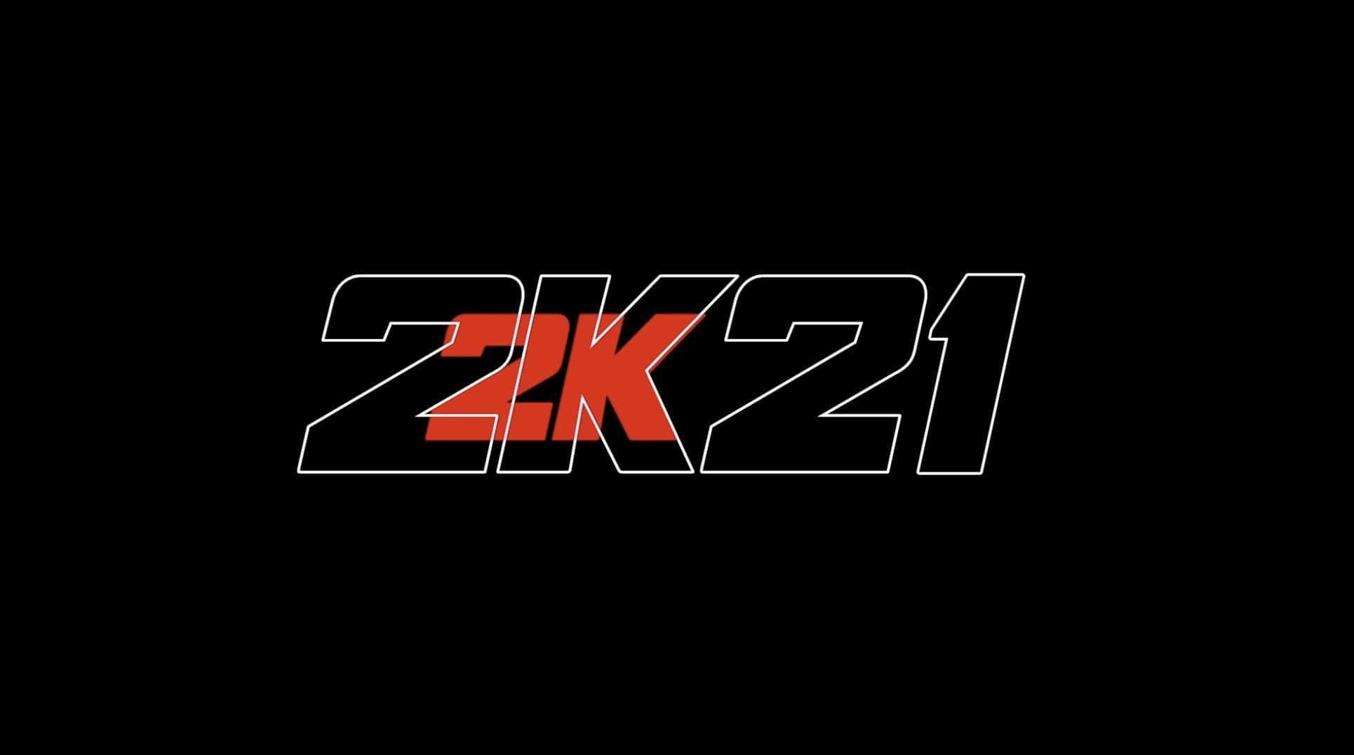 桌布 壁紙 — 粗體 2K21 標誌，以紅色和白色輪廓文字居中顯示在純黑色背景上。