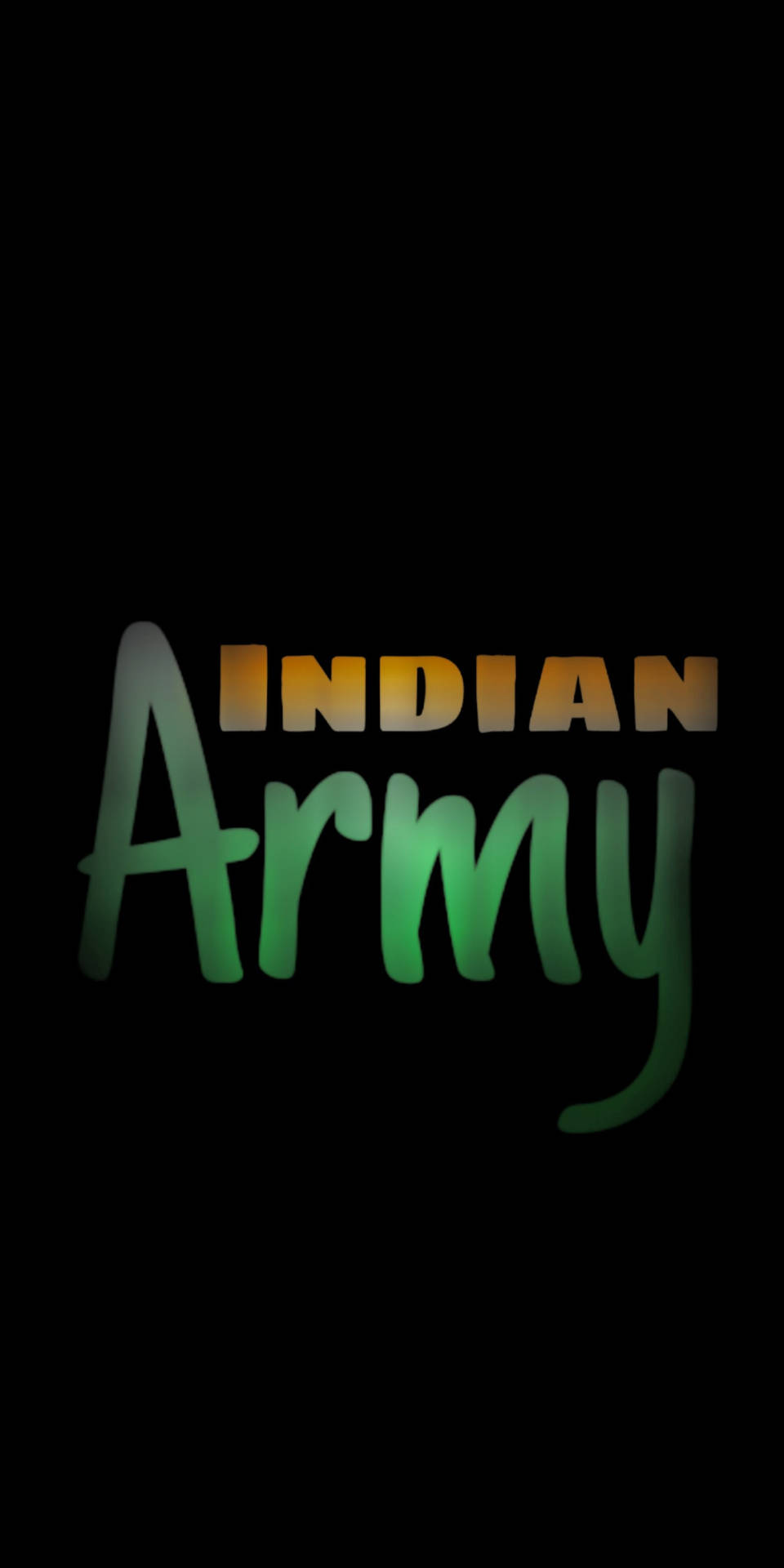 黑色背景上帶有發光綠色和金色文字的Indian Army標誌 — 印度軍隊 壁紙