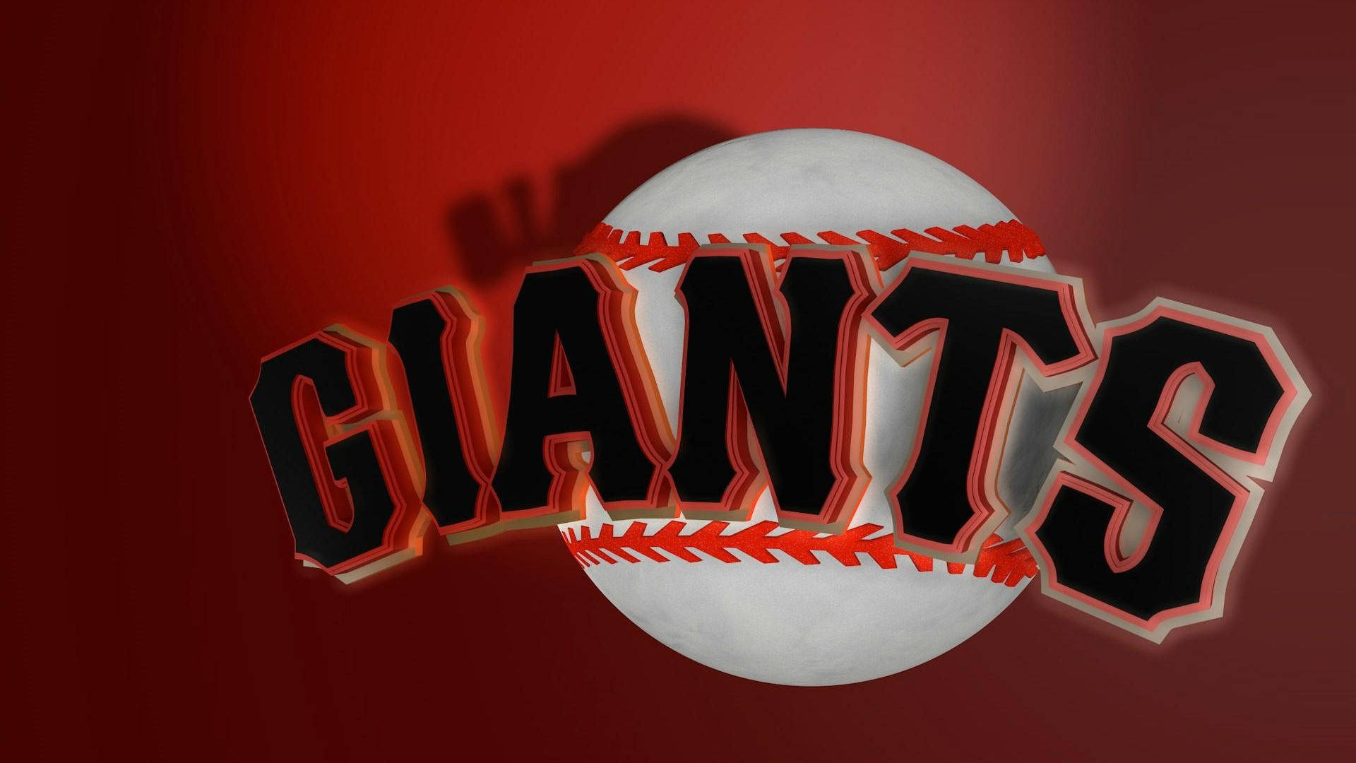 Giants 桌布 壁紙 — 粗體3D 'GIANTS' 文字環繞棒球，背景為深紅色漸變。