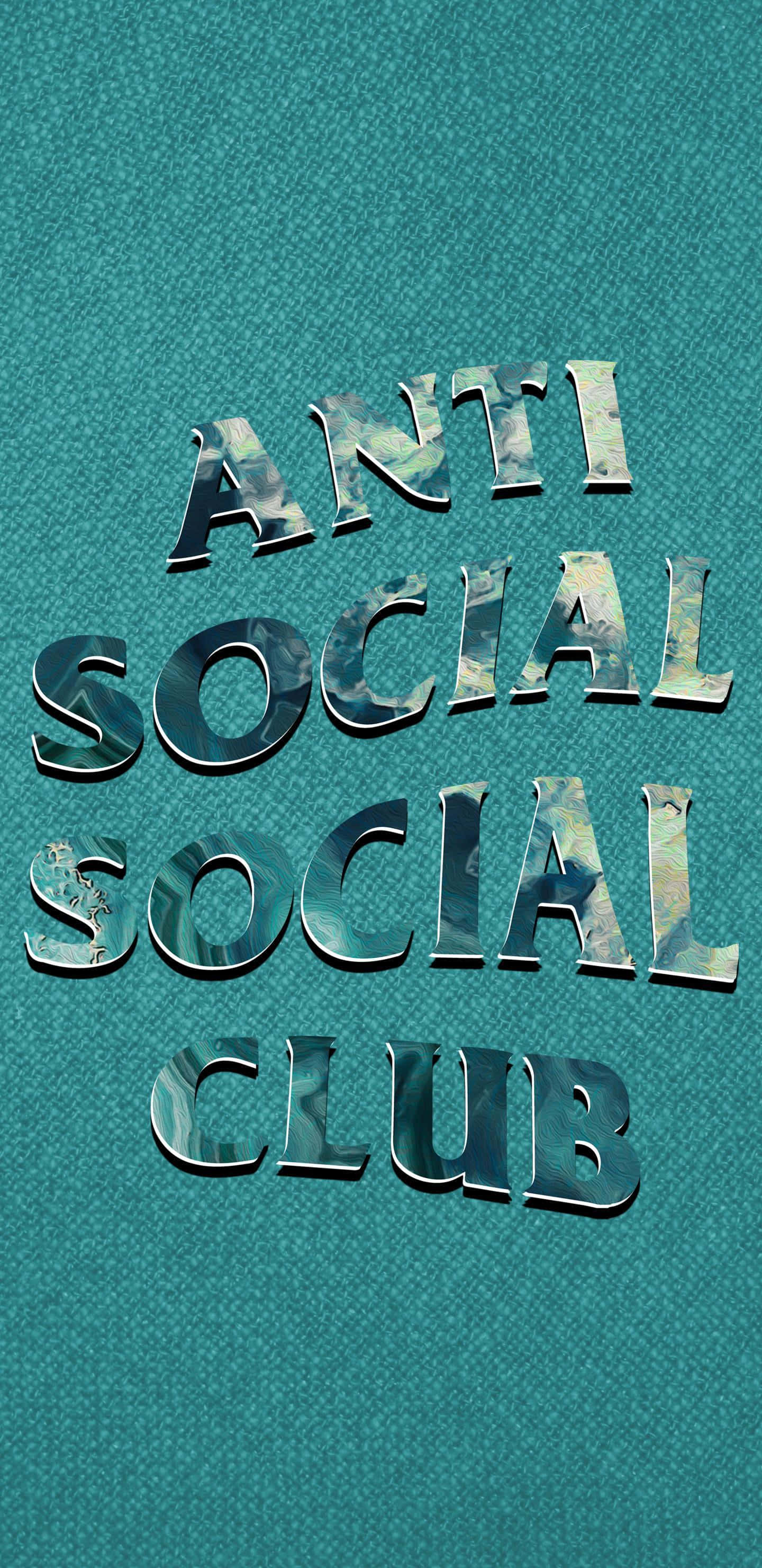 Anti Social Club iPhone 桌布 壁紙 — 粗體3D文字顯示anti social social club，帶有大理石紋理，背景為青綠色布料。