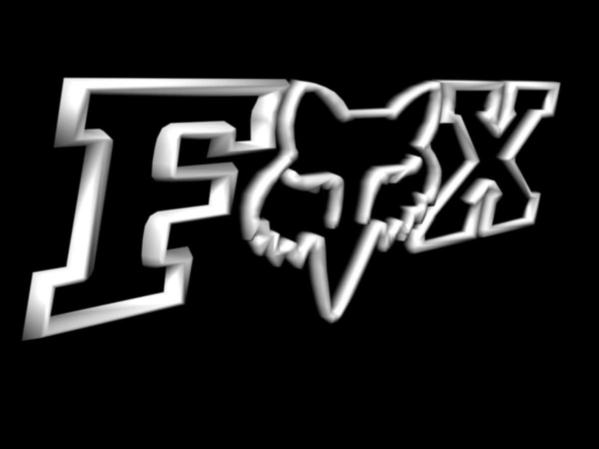 狐狸 桌布 壁紙 — 粗體3D白色字母拼出FOX，O字內融入狐狸頭剪影，背景為黑色。