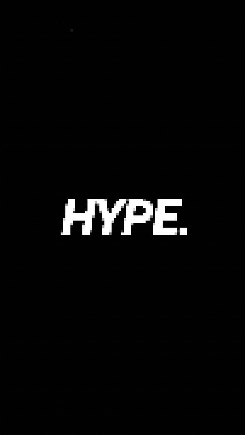 粗體像素化白色文字「hype」在黑色背景上。 — 簡單動圖 壁紙