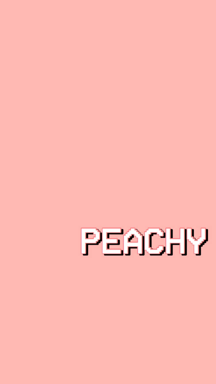 Peach 桌布 壁紙 — 粗體像素文字「PEACHY」居中顯示在純蜜桃色背景上。