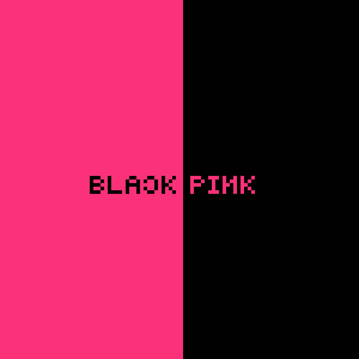 BLACKPINK 桌布 壁紙 — 粗體像素文字顯示BLACK PINK，分為鮮豔的粉紅色和黑色兩半。