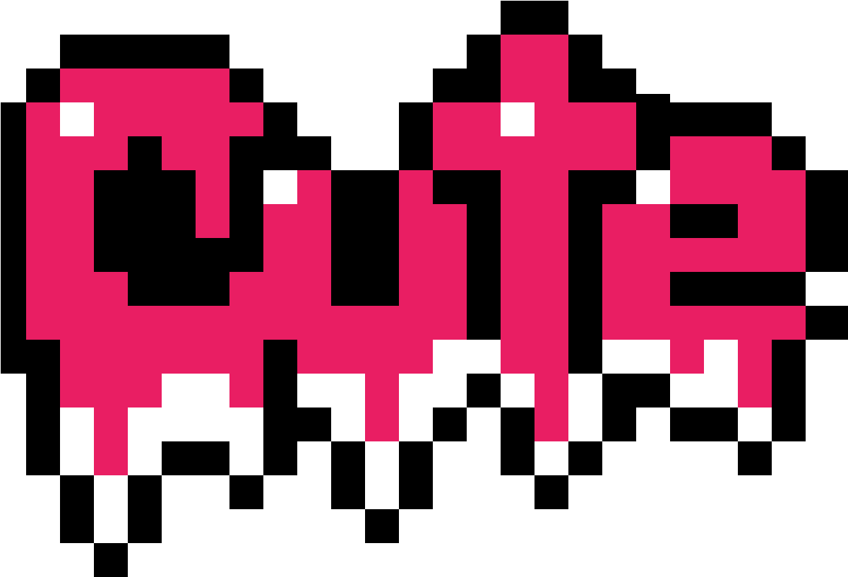Cute Pixel 桌布 壁紙 — 粗體像素粉紅色文字拼出 'Dude'，帶有白色點綴，襯托在純黑背景上。