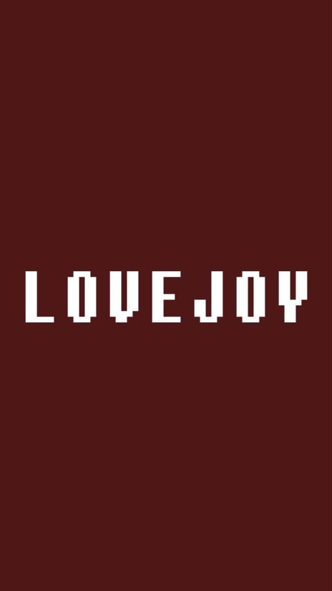 band 桌布 壁紙 — 粗體像素風格白色文字 LOVEJOY 居中顯示在純深酒紅色背景上。