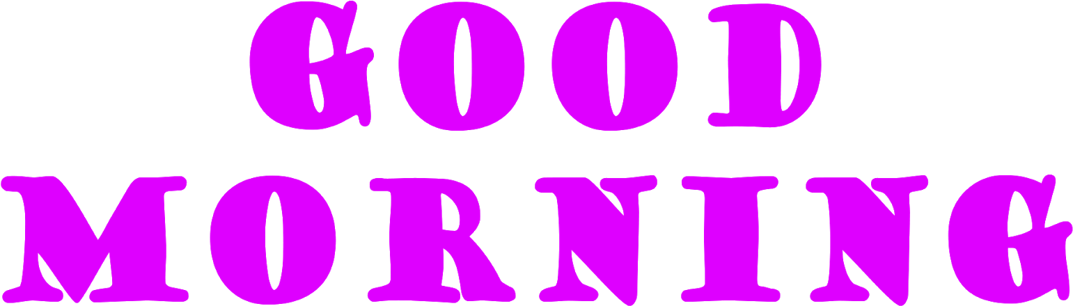 早安 桌布 壁紙 — 粗體圓角字型的鮮豔洋紅色「GOOD MORNING」文字在純黑背景上發光。