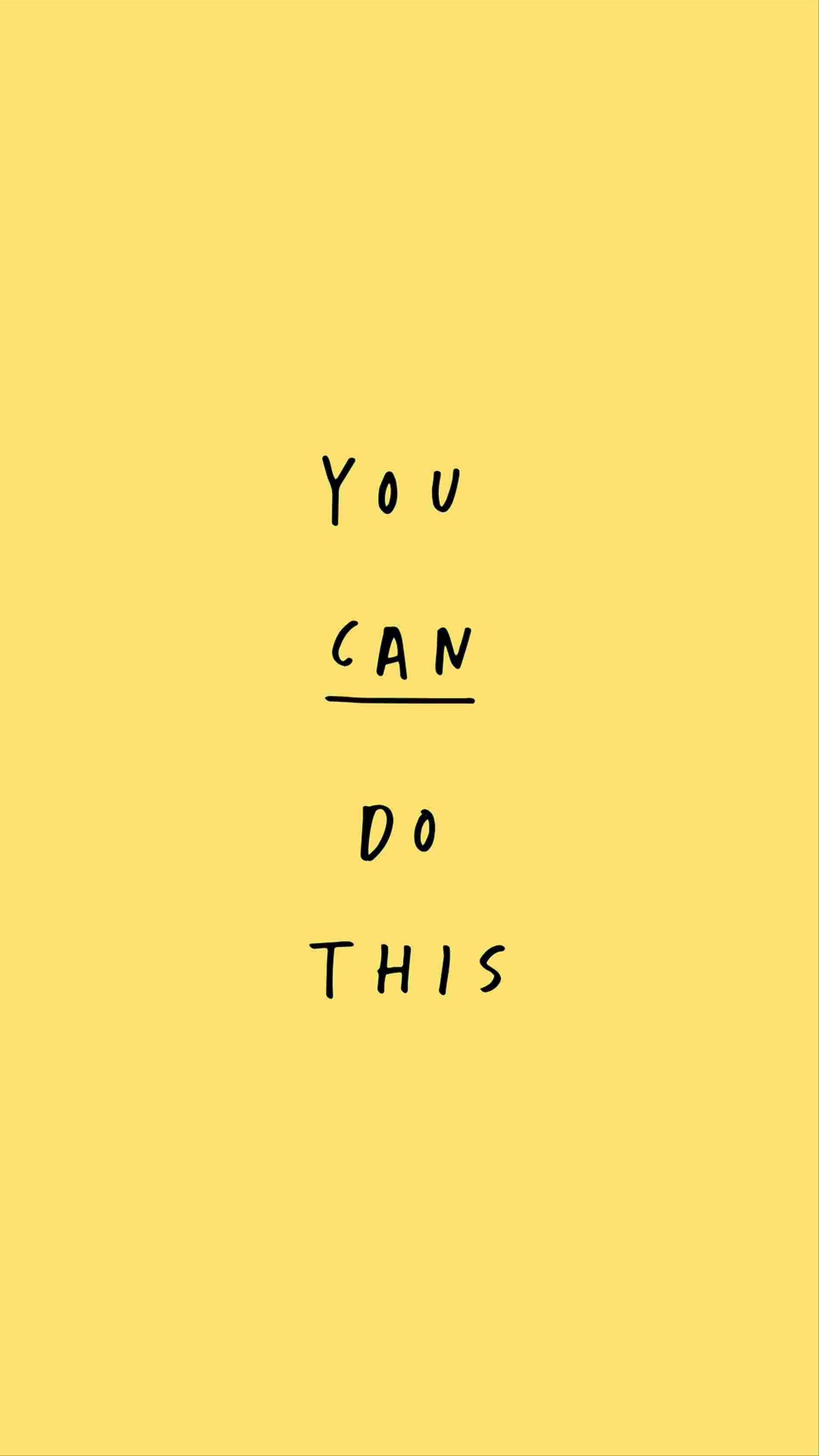 Pastel Yellow Aesthetic 桌布 壁紙 — 粗體手寫文字「You Can Do This」居中顯示在純黃色背景上。