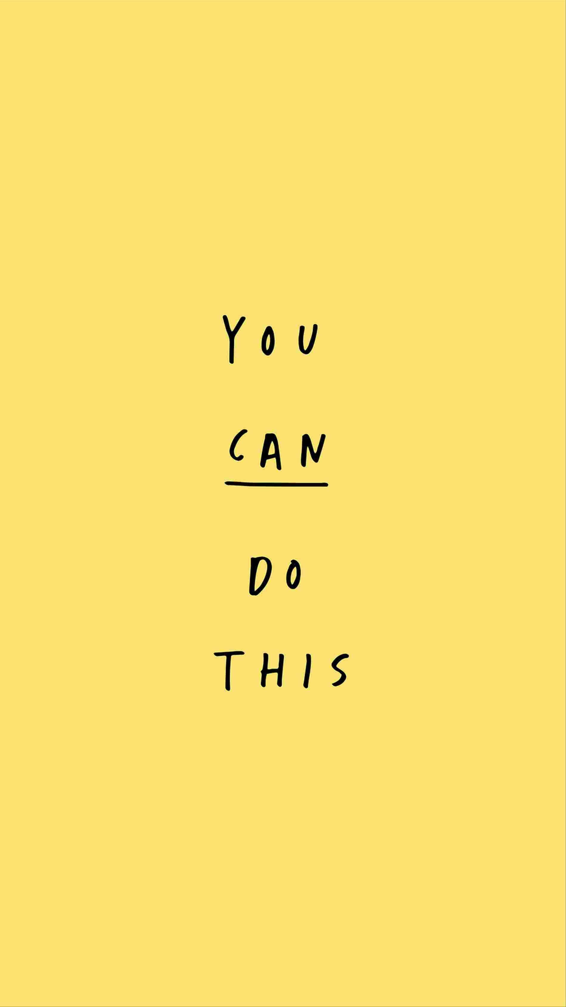 Motivational Quote 桌布 壁紙 — 粗體手寫文字「You Can Do This」居中顯示在純黃色背景上。