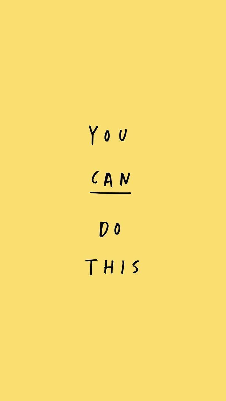 Positive Motivation 桌布 壁紙 — 粗體手寫文字「You Can Do This」居中顯示在純黃色背景上。