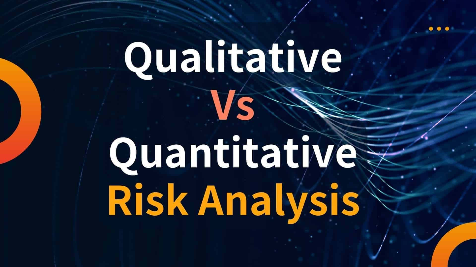 Quantitative 桌布 壁紙 — 粗體文字在帶有發光電路線條的深藍色數位背景上對比定性與定量風險分析。