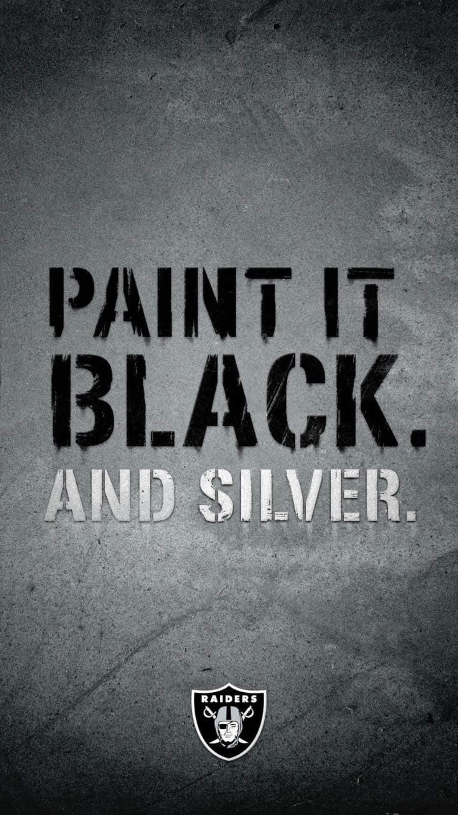 Raiders 標誌，帶有文字 paint it black and silver，位於紋理灰色背景上。 — 突襲者 GIF 壁紙