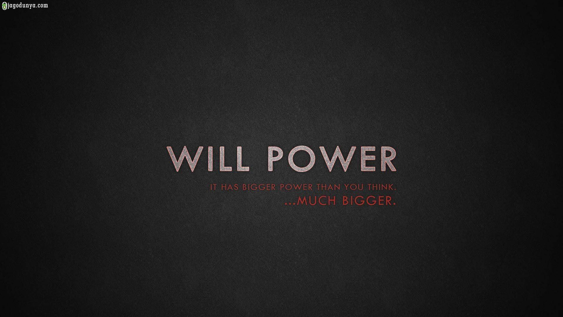 Typography 桌布 壁紙 — 粗體文字在紋理深灰色背景上宣告「WILL POWER」及一句勵志標語。